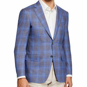 NWT Corneliani Blue Plaid Academy Blazer - MSRP $1775  Size: 48 R